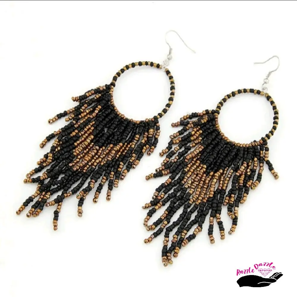 Beaded Boho - seed bead tassel earring