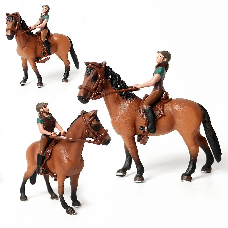 Horse Playset with Equestrian Rider Action Figure, Plastic Animals, Nature Figurines, Farm-Themed Children’s Toy for Kids Gifts & Children Development