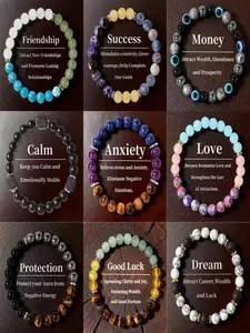 9-Piece Magic Crystal Bracelet Set for Peace and Prosperity, Unisex Gift for Luck and Protection, Optimistic and Confident Style, Healing Crystal Bracelet