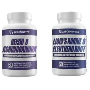 PureSyncore Regener8te Healthcare Bundle - Bottle 1 comes with Organic Reishi & Ashwagandha 2nd bottle comes with organic Lions Mane & Eleuthero Root