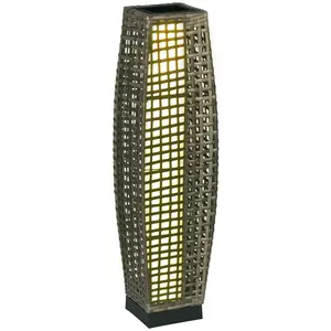 Outsunny Solar Floor Lamp, Outdoor Garden Lantern Pathway Light & Decorative Driveway Lighting with Auto On/Off LED Lights for Porch, Yard, Lawn, Courtyard, Deck, Gray