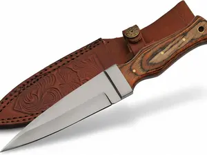 Wild Turkey Handmade Knife 9 Inch - Camping Knife with Wood Handle, Stainless Steel Blade & Sheath - Single-Edge Pocket Knife for Hunting, Camping & Outdoor uses - Knives for Men