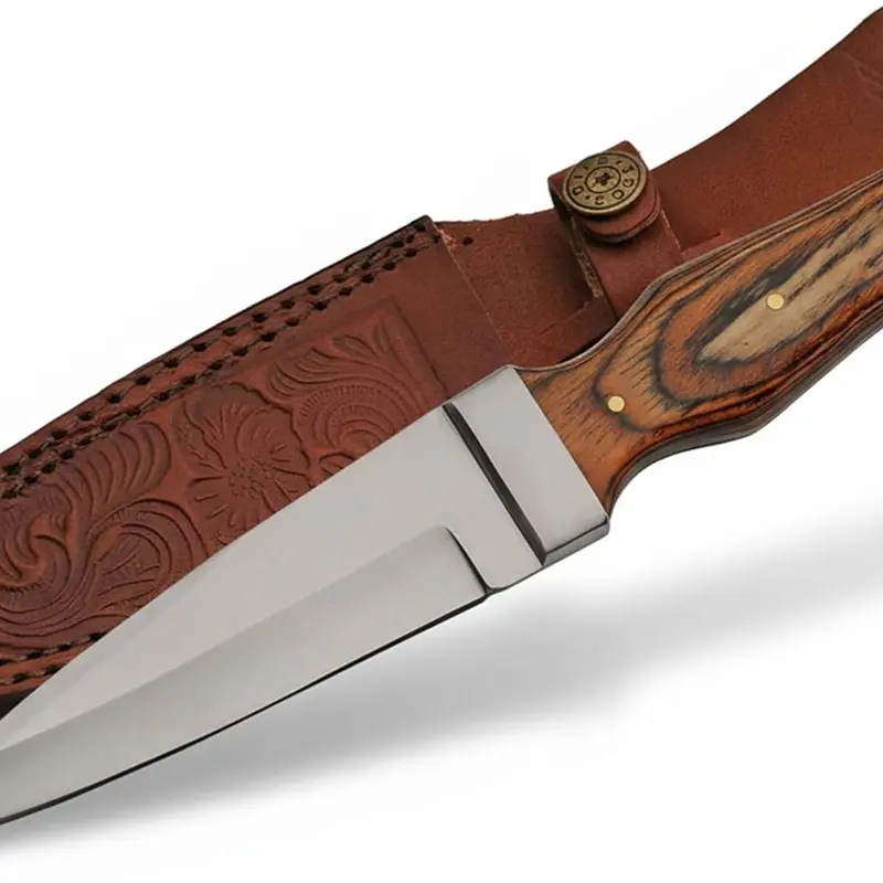 Handcrafted Fixed-Blade Survival Tool Knife for All Ages - 9" Overall, Stainless Steel Single-Edge Blade, Steel & Wood Rustic Secure-Grip Handle, Sheath, Sturdy Guard, Knives for Defense, Camping & Hunting Tasks