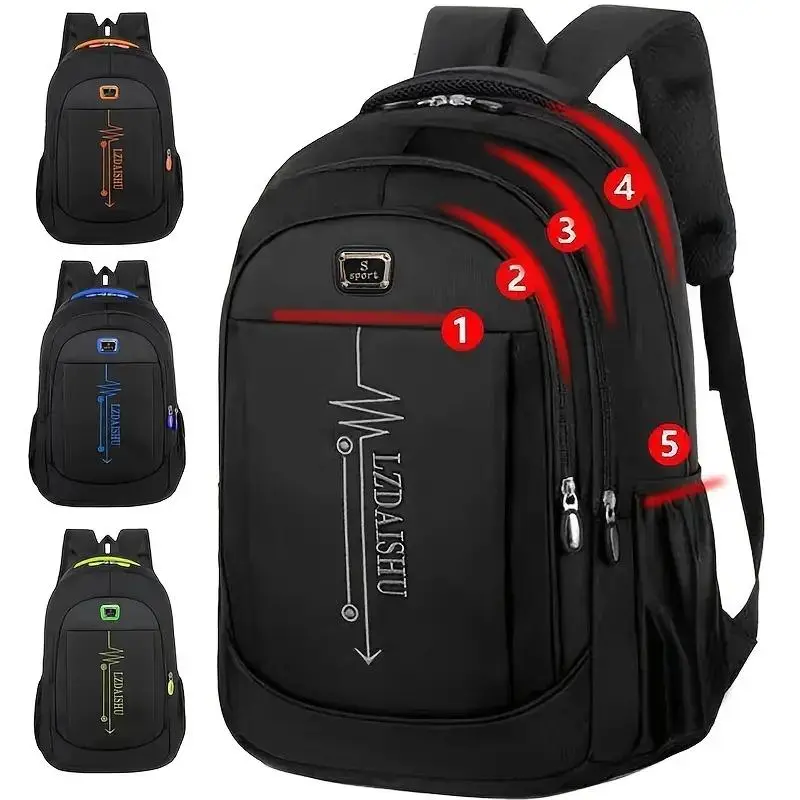 Men's Lightweight Backpack for Laptop, Solid Waterproof High Capacity Travel Bag, Professional Work Bags for Business, Multi Compartment Backpack, On The Road, Edc Gear, Everyday Carry, Men's Stuff, Minimalist, Oxford Fabric, Holiday, Carry On Backpacks