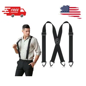 Suspenders for Men Heavy Duty, X Back Hidden 1.5" Under Clothing, Adjustable