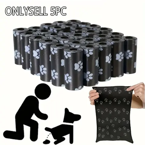 Durable Dog Poop Bags with Paw Print Design, Thick Leak-Proof PE Material, Perfect for Outdoor Walks, High-Quality Pet Supplies Waste Disposal Bags