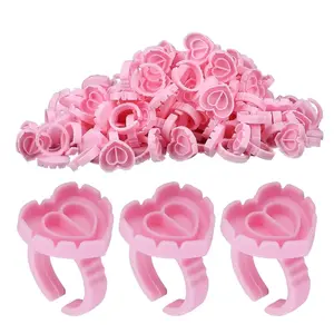 Low Allergy Eyelash Extension Ring Cups, Heart Shape and Round Styles, Durable Lash Glue Holders, Non-Toxic Soft Rings