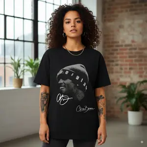 C.Brown Big Head Print Short Sleeve T-Shirt, C. Brown  Tour Breezy Bowl XX Vintage Shirt, C. Brown  Graphic TeeShirt, C. Brown  Concert 2025 Shirt, C. Brown  Tour Shirt