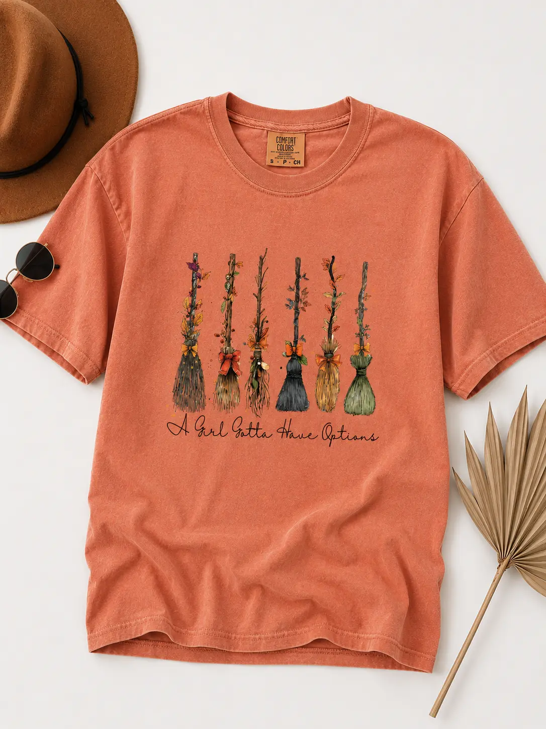 Comfort Colors A Girl Gotta Have Options Shirt, Retro Halloween T-Shirt, Cute Witches Tee, Spooky Season Gift, Feeling Witchy Shirt Gift - TrendWear USA