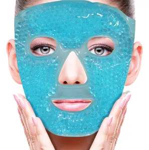 Cold Face Eye Mask Ice Pack for Puffy Eyes, Dark Circles, Migraines, Gel Beads Hot & Cold Compress Pack, Cooling Facial Spa Mask for Women Men Sleeping, Headache Relief, Post-Surgery & Skin Care (Blue)