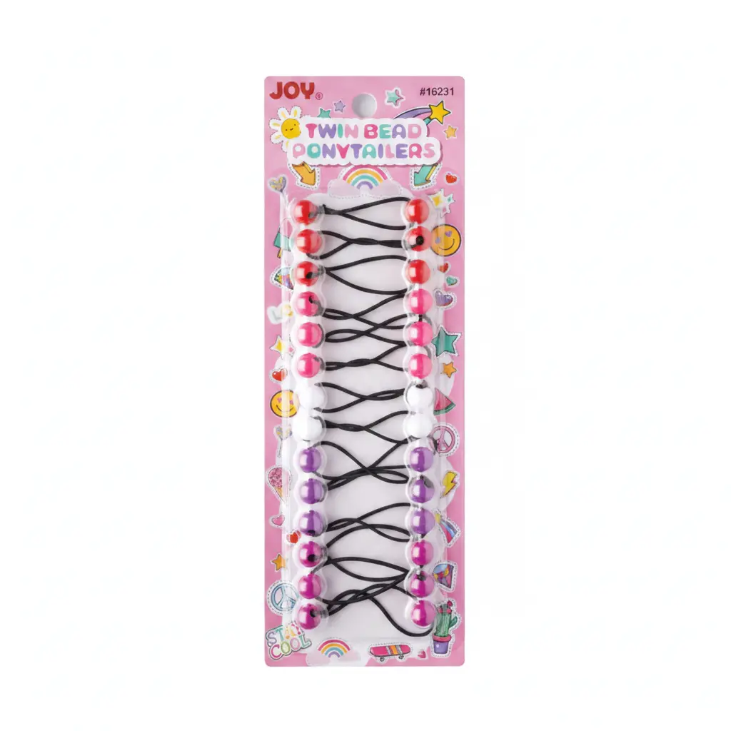 Joy Twin Bead Ponytailers 12mm, 14 Count, Assorted Color