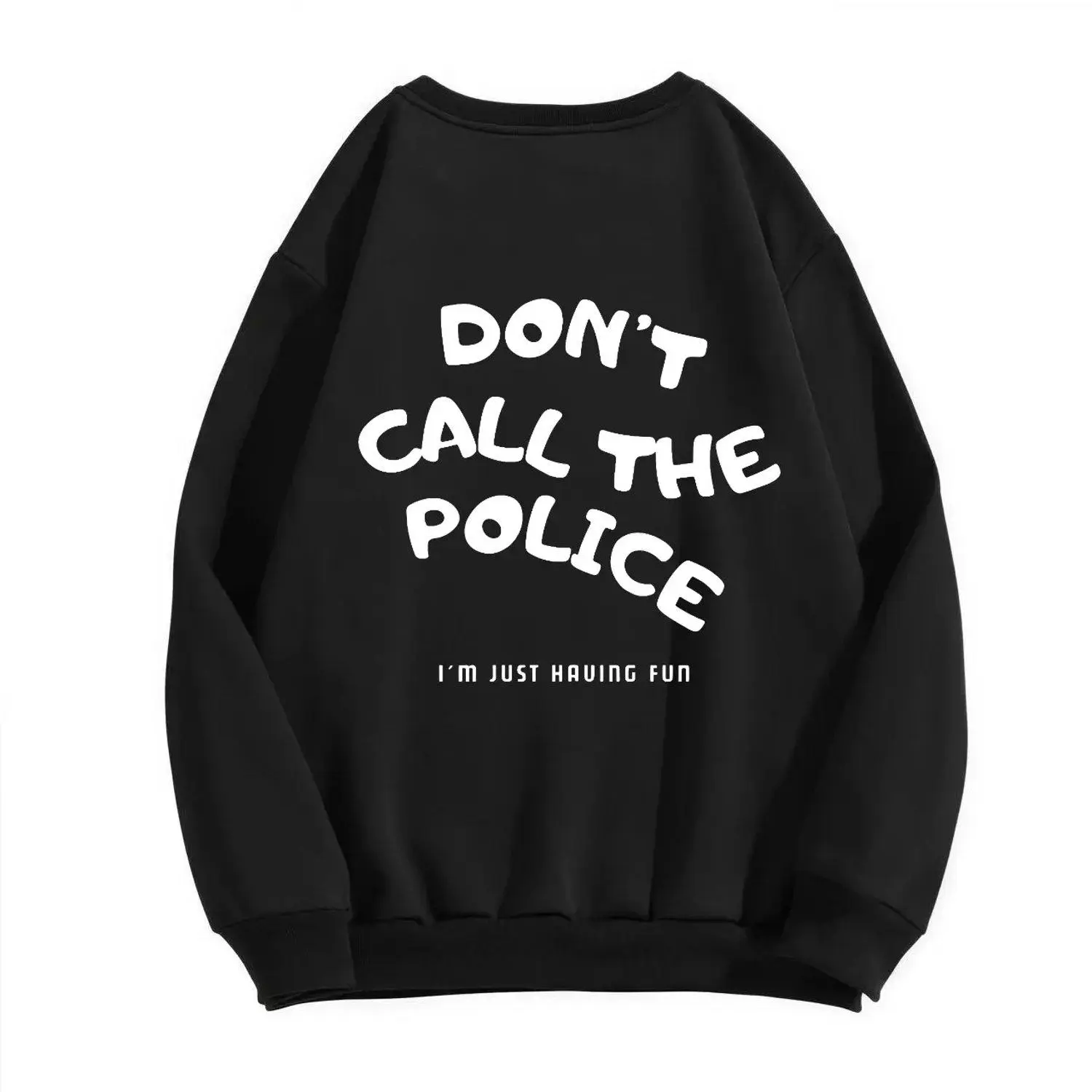Crew neck sweatshirt Dont Call The Police motorcycle graphic casual streetwear everyday comfortable printed sweatshirt modern vintage style