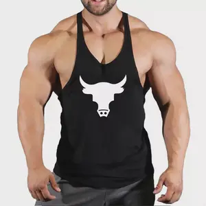 The Rock WWE Bull Shirt Stringer Tank Top Bodybuilding Gym Golds Gym Fitness, Men's Stringer Tanktop