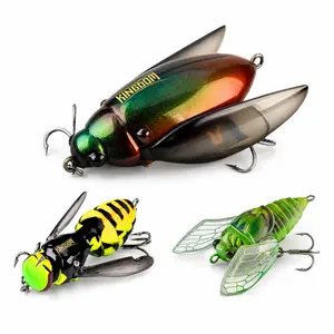 3-Pack Topwater Bug Lure Kit – Multi-Size Cicada, Wasp & Beetle Fishing Lures, Floating Insect Baits for Bass, Trout & Panfish