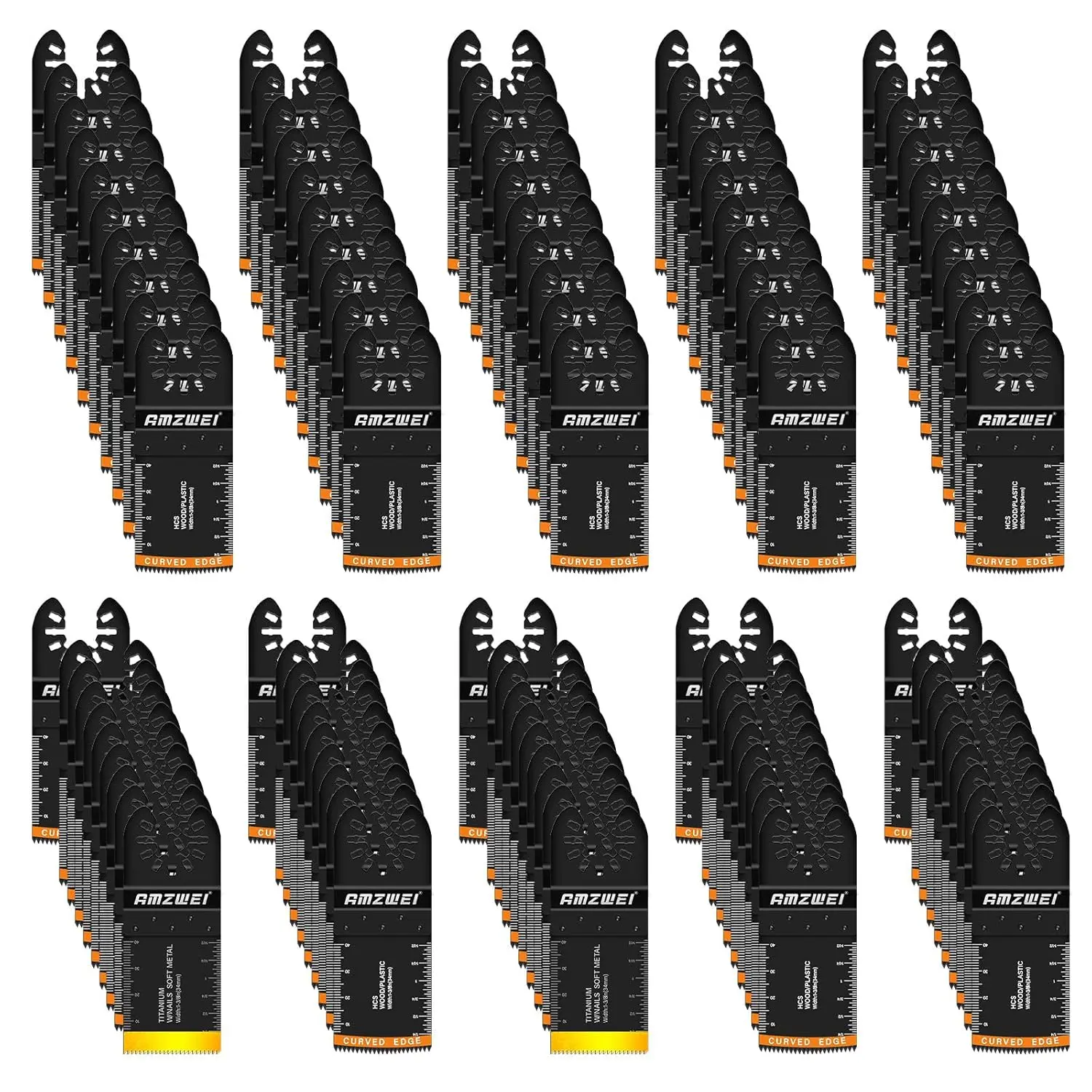 100Pcs Professional Multitool Oscillating Saw Blades, Upgraded Titanium-HCS Metal Cutting Bits & Curved Blades, Power Tool Accessories for Wood, Drywall, Thick Metal, Compatible with Dewalt Milwaukee Ryobi Rockwell toolupgrade