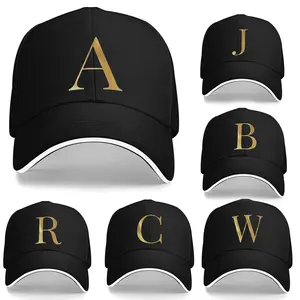 【Fashion Baseball Cap】Lightweight and breathable men's and women's polyester baseball cap | Adjustable size, with golden lettering of "J" or "A", perfect for outdoor activities and travel. A stylish hipster dad cap, casual wear hat, and durable headwear.