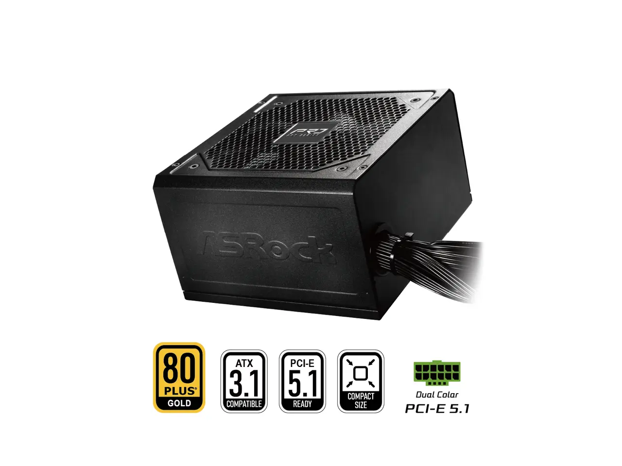 ASRock PRO Series PRO-750G 750 W ATX 3.1 Compatible 80 PLUS GOLD Certified Power Supply ASRock PRO Series PRO-750G 750 W ATX 3.1 Compatible 80 PLUS GOLD Certified Power Supply