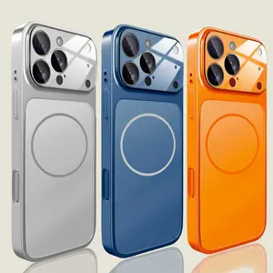 Magnetic frosted glass instant change 17 series compatible with MagSafe phone case suitable for iPhone 17 17Air 16Pro Max 15 14Plus 13 12 Pro Max supports wireless charging, large window electroplating AF coating oil layer anti pollution and anti fingerpr