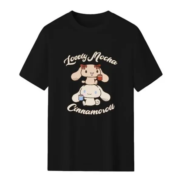Sanrio Cinnamoroll T Shirt Cotton Lightweight Crewneck Shortsleeve Streetwear Cute Puppy Graphic Tee Everyday, Casual
