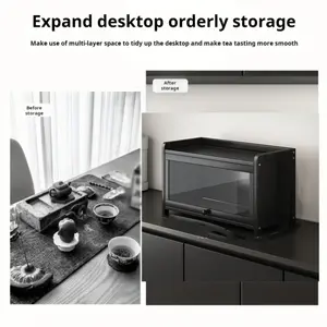 Multifunctional Acrylic Bamboo Desktop Organizer, Desktop Accessory, Vintage Farmhouse Style, Ideal Holiday Gift, Kitchen Countertop Storage Rack