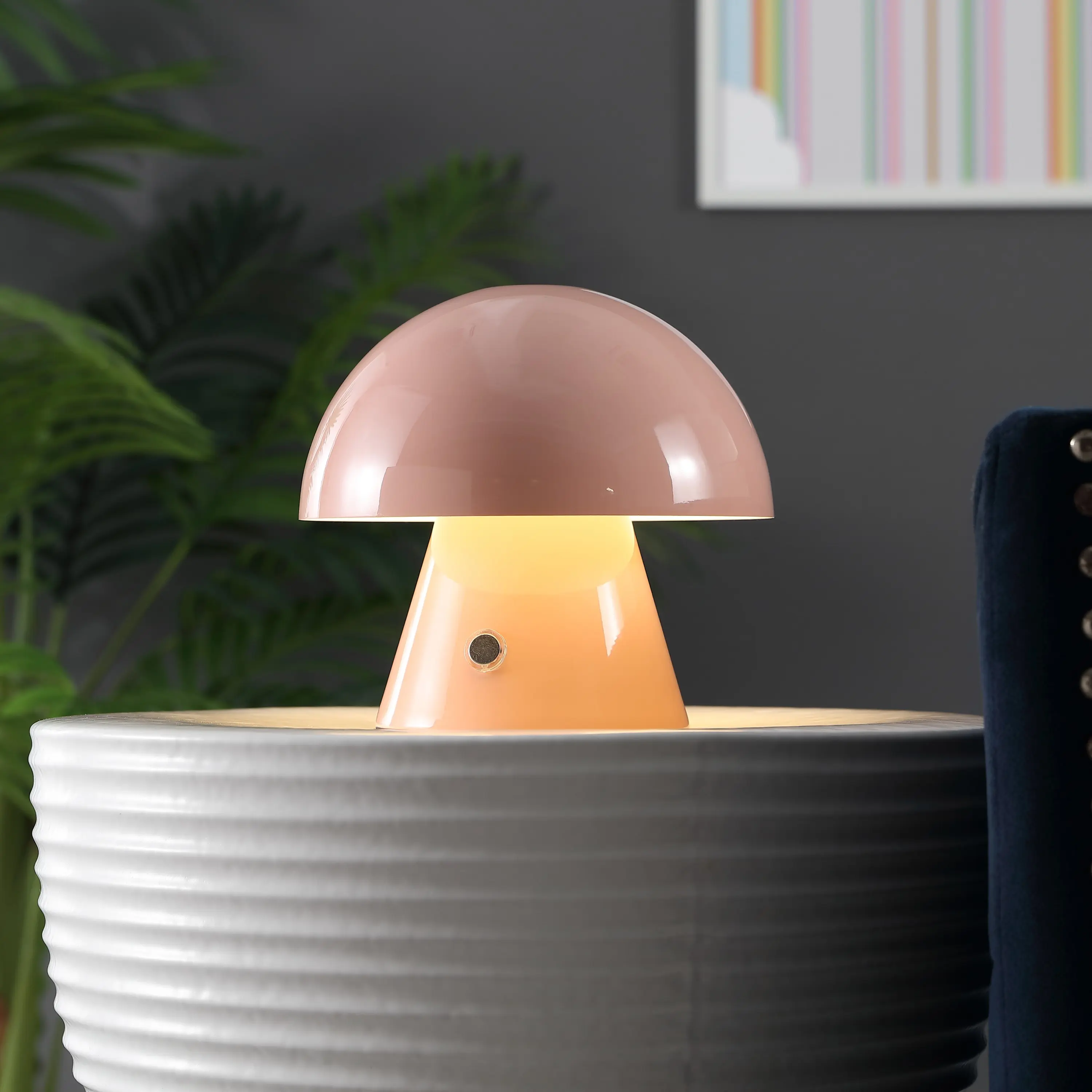 JONATHAN Y Porcini Contemporary Bohemian Rechargeable-Cordless Iron Integrated Portable LED Mushroom Table Lamp with Dimmable Warm White LED Bulbs, Light Dimmable Mood & Decorative Lights for Bedroom, Living Room, Mood Lighting