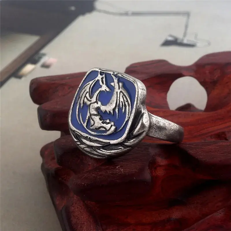Dark Souls III Ring Men Women Blue Enamel Dragon Badge Rings Game Jewelry Fans' Souvenir seal Ring Jewelry