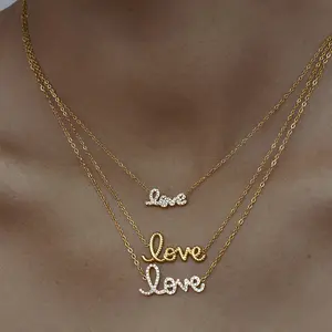 Letter Necklace High-end Diamond Clavicle Chain Titanium Steel Necklace Gift