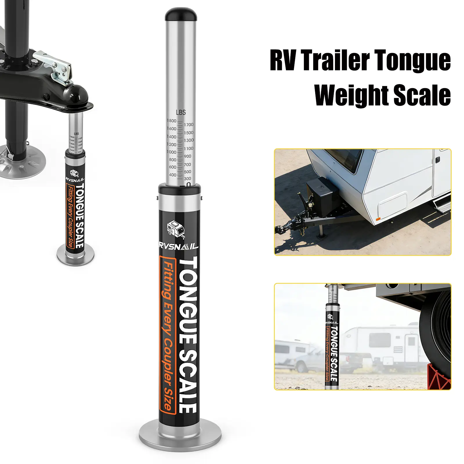 Tongue Weight Scale 1800 lbs | Trailer Hitch Load Gauge | Portable Towing Safety Kit for Trucks Travel Trailers RVs Campers Cargo Trailers Boats