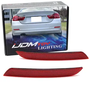 iJDMTOY Red Lens Rear Bumper Reflector Lenses For BMW 2013-2015 Pre-LCI F30 F31 F32 F33 3 4 Series Regular Bumper, OE-Spec LH RH Assembly (Will NOT Fit GT GC, Sports Bumper or M3/M4)