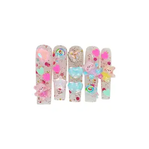 Handmade Handmade Little Bear Pink Ice Transparent Whitening  Detachable False Nails  Nail Art Nail Art Kit Cutics Nail Polish Ice Transparent Whitening  Detachable False Nails  Nail Art Nail Art Kit Cutics Nail Polish