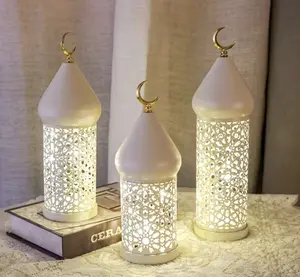 Elegant Metal Hollow LED Decorative Lantern Tabletop Light for Ramadan Weddings Birthdays Traditional Modern LED Dry Battery Powered