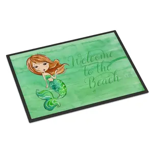 Carolines Treasures  Mermaid Welcome Green Indoor or Outdoor Mat - 18 x 27 in.
