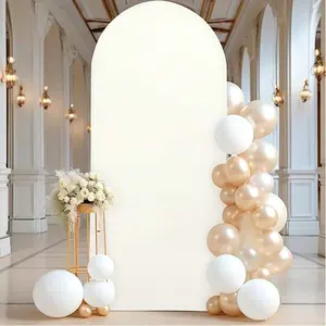 Arch Backdrop, 6ft, 6.6ft, 7.2ft, 8ft Beige Wedding Arch Cover 2 Sided Spandex Fitted Fabric Arch Backdrop Dome Arch Backdrop Fabric For Birthday Party Wedding Arch Stand Decoration, (Stand Not Included , Fabric Background Only) Banners Ornaments