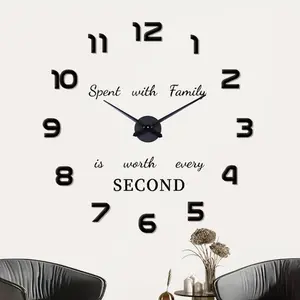 Modern Simple Large-Sized Creative DIY Artificial Wall Clock, Frameless Design, Quiet No Ticking Sound, Home Living Room Office Kitchen Decoration