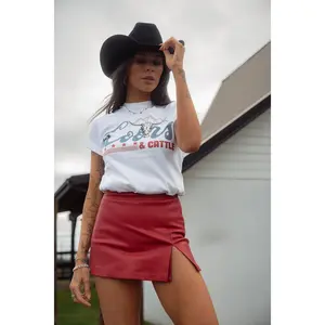 Call It Even Side Slit Leather Skorts