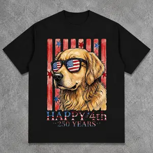 4th of July 250 Years Golden Retreiver Unisex T-Shirt, Patriotic Dog Tee, American Flag Goldie Shirt
