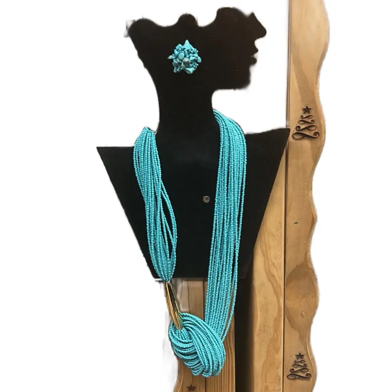 Teal Necklace & Ear Ring Set - Elegant Design, Adjustable Chain, Perfect for Any Occasion