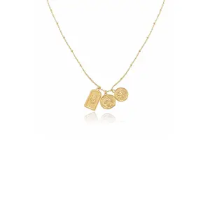 Ettika Coin Charms Talisman Necklace | 18k Gold Plated Brass & Steel | Adjustable 21" + 5" Extender | Nickel-Free Elegant Coin Pendant Necklace for Women
