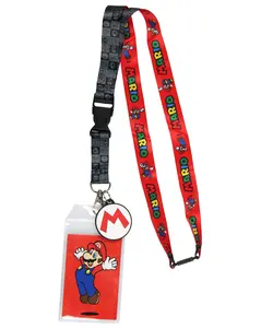 Nintendo Super Mario Lanyard ID Badge Holder Neck Lanyard w/ Rubber Charm Pendant