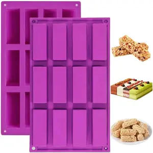 (2 Pack 12 Cavity Medium Narrow  Rectangle Molds/Molds/Protein Bars mold/Energy Bars Maker for Caramel Bread Loaf Muffin Brownie Cornbread Cheesecake Pudding Soap Butter Mould