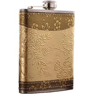 Golden Pattern  Flask 8oz for Men/Women,Personalized   Flask Portable  Flask Leak Proof Pocket  Flask for Climbing Camping Barbecue Bar Party Drinker
