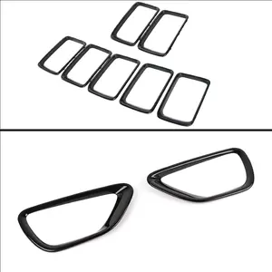 Vehicle Front Grille Net & Front Fog Lamp Decoration Cover Replacement Parts for Jeep Grand Cherokee 2014-2016, 26x15cm Easy-Install Car Exterior Accessories