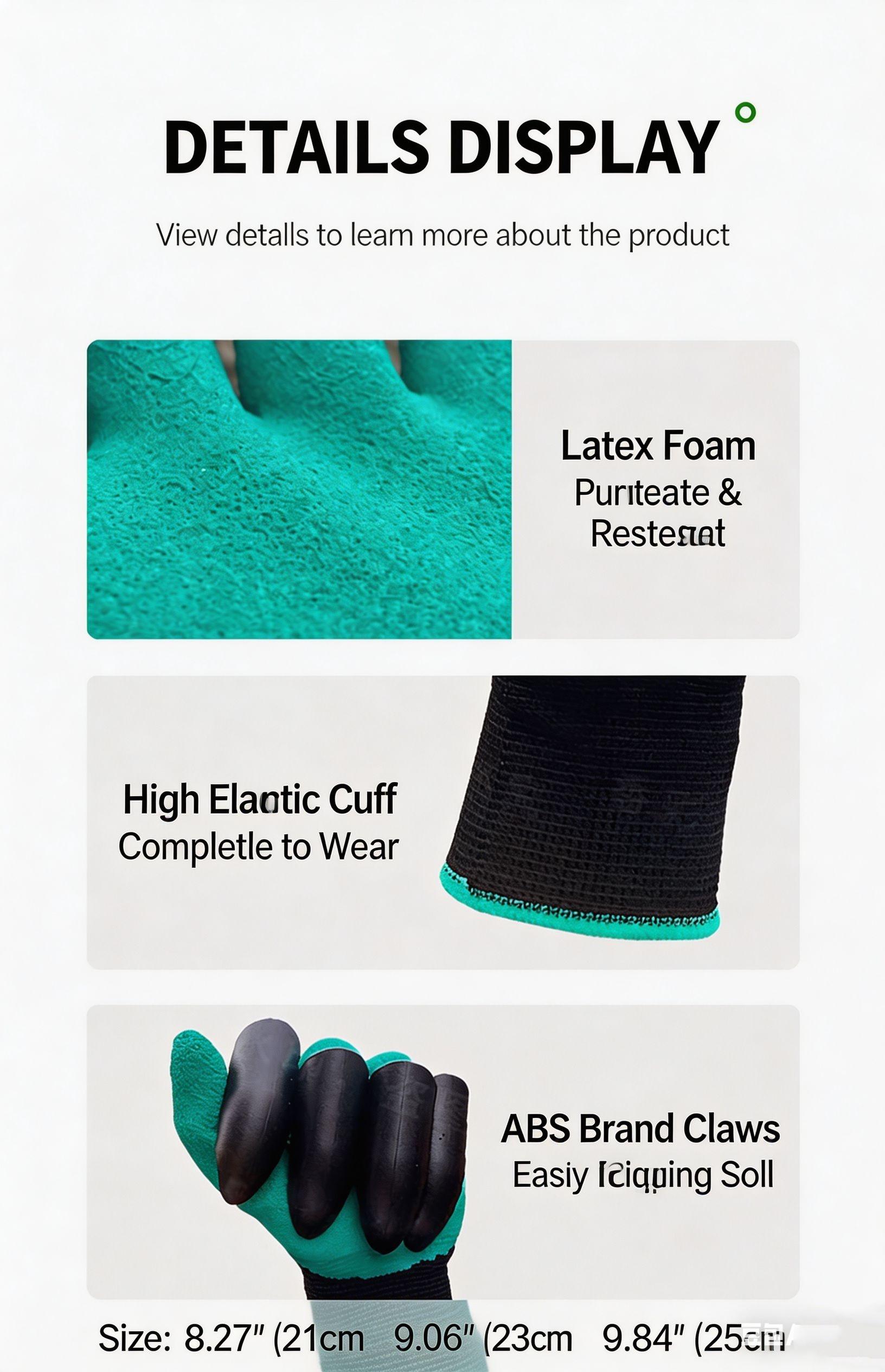 Clawed Gloves, Gardening Gloves, Clawed Digging Gloves, Flower and Vegetable Planting Gloves, Thorn-Resistant, Landscaping, Rubber-Coated