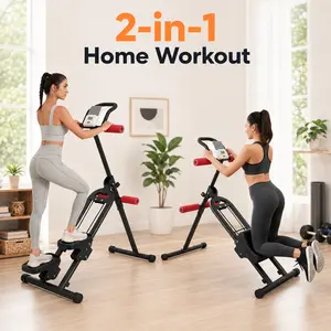 2-in-1 Stair Stepper and Ab Trainer for Home Gym, Cardio Core Workout Machine with LCD Monitor