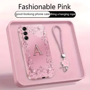 Suitable for [Galaxy A14 5g] high-end women's phone case🥰，free four-leaf clover lanyard included—choose any one of the 26 letters. Drop-resistant and fingerprint-proof. YM99