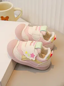 Baby Soft Sole Breathable Colorblock Star Walking Shoes, Magic Tape Anti-Collision Toe, Unisex Toddler Safety Shoes for All Seasons Low Top Shoes