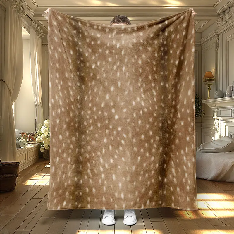 Elegant Deer Texture Blanket, Soft Warm Flannel Throw for Office Living Room Bed Sofa, Digital Print Blanket Gifts for Thanksgiving Birthday, Soft Warming Blanket, Cozy Blanket Throw, Cozy Blankets and Throws