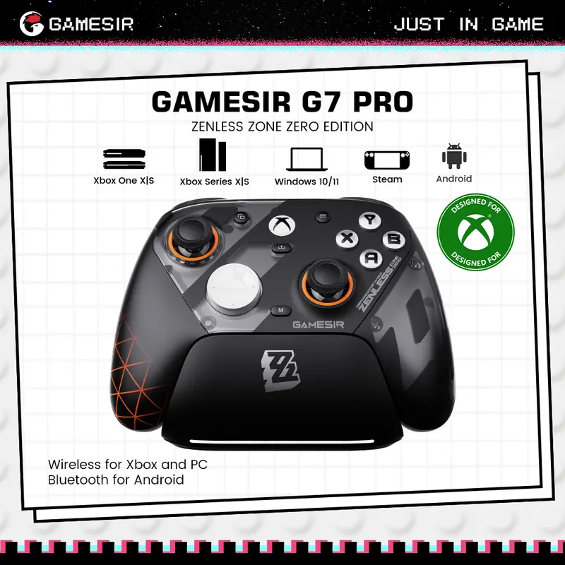 GameSir G7 Pro Zenless Zone 0 Edition Zen Controller - Esports-Grade Precision Wireless Console Controller with Magnetic Cover, Stick, Grip, Micro Button, Bluetooth, Receiver, Acrylic Accessories, Cable for Xbox, PC, Android