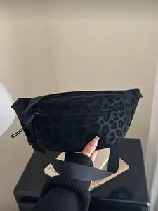 Velvet Leopard Print Crossbody Bag/waist Pack, Unisex, Suitable for University/school, Commuting/office, Holidays/parties/vacations