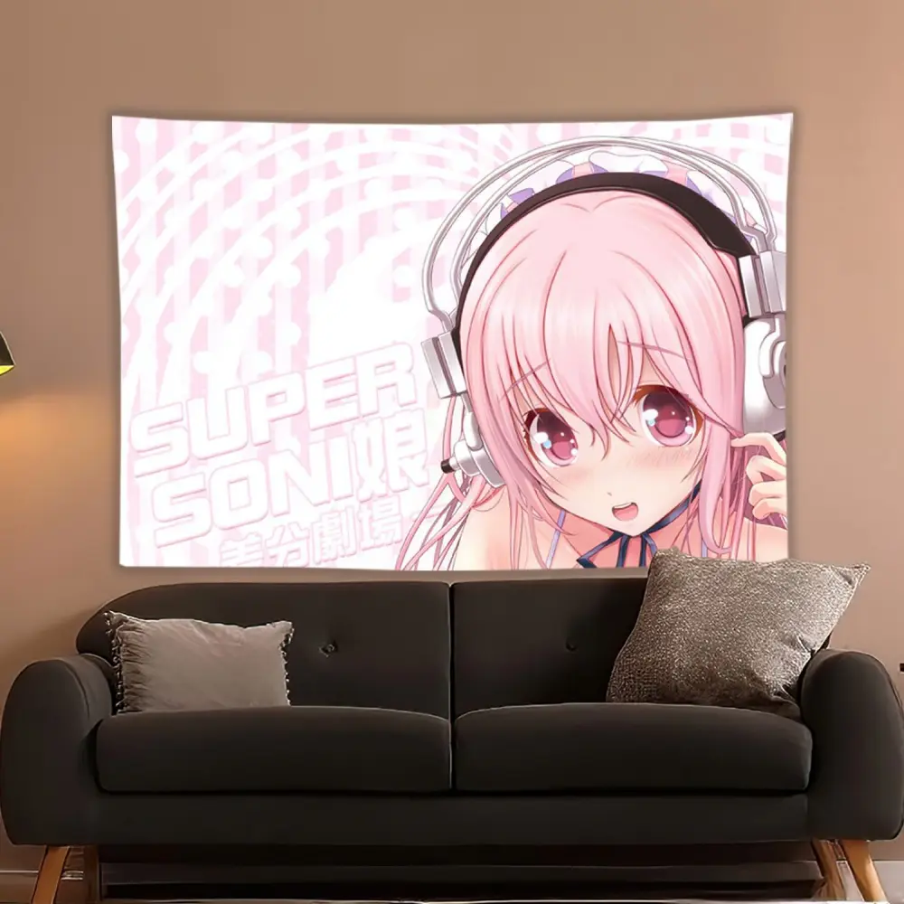 Anime Game Sonico Super Graphic Cute Cartoon Tapestry Room Decoration Home Decor Bedroom Wall Hanging Tapestry